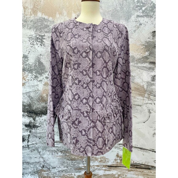 New With Tag Lavender Leather Jacket Medium Falchi Leather Jacket Medium Purple - Picture 1 of 16